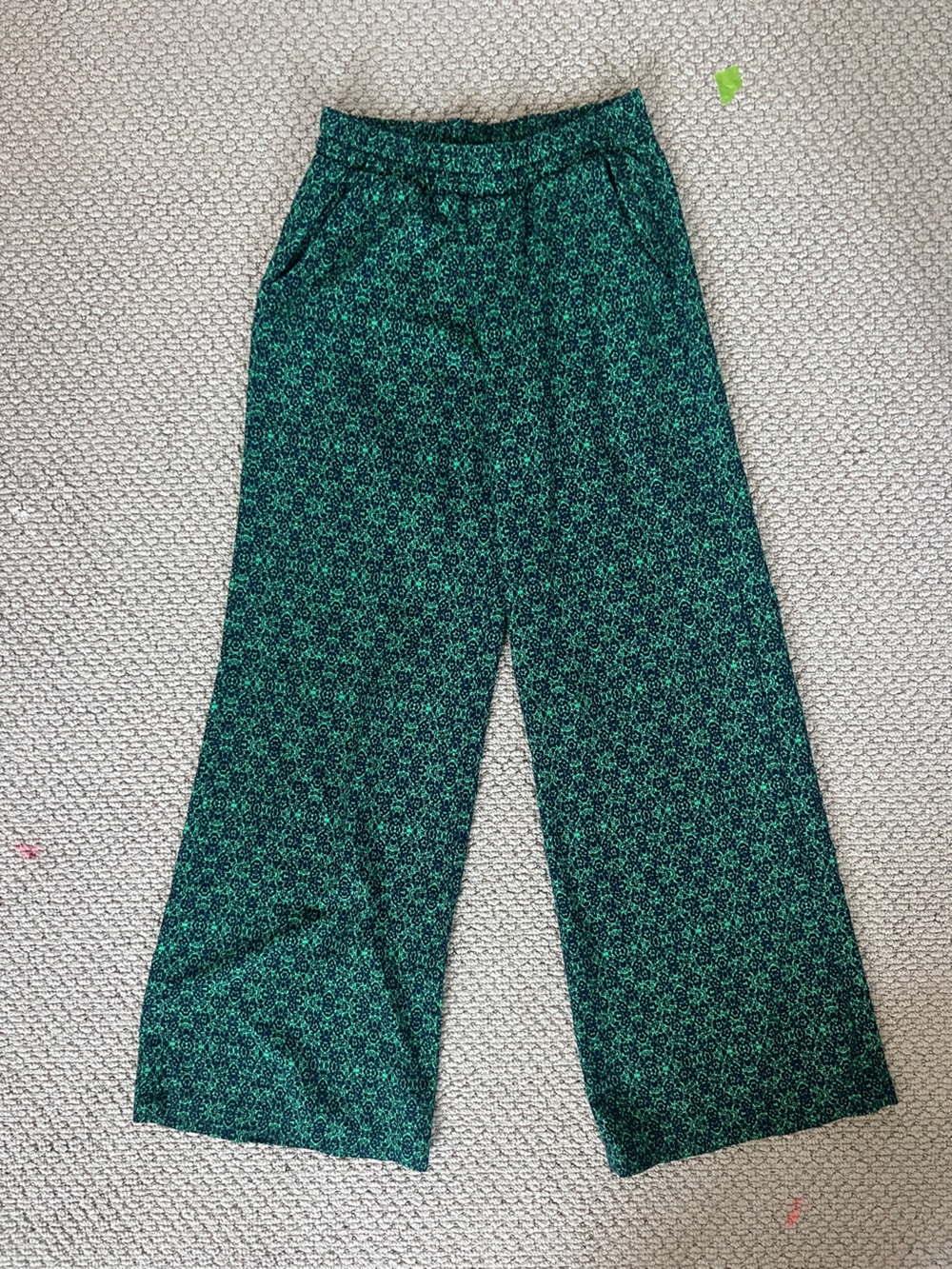 Splendid Navy and Teal Floral Print Wide Leg Flow Pants size small new